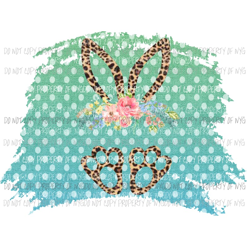 Bunny Ears and Paws leopard #2 polka dots background Sublimation transfers