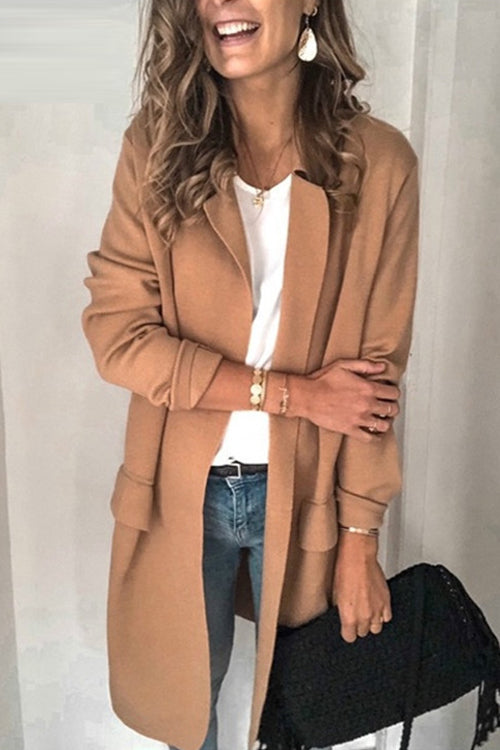 Lilliagirl Solid Color Long Sleeve Casual Suit Coat