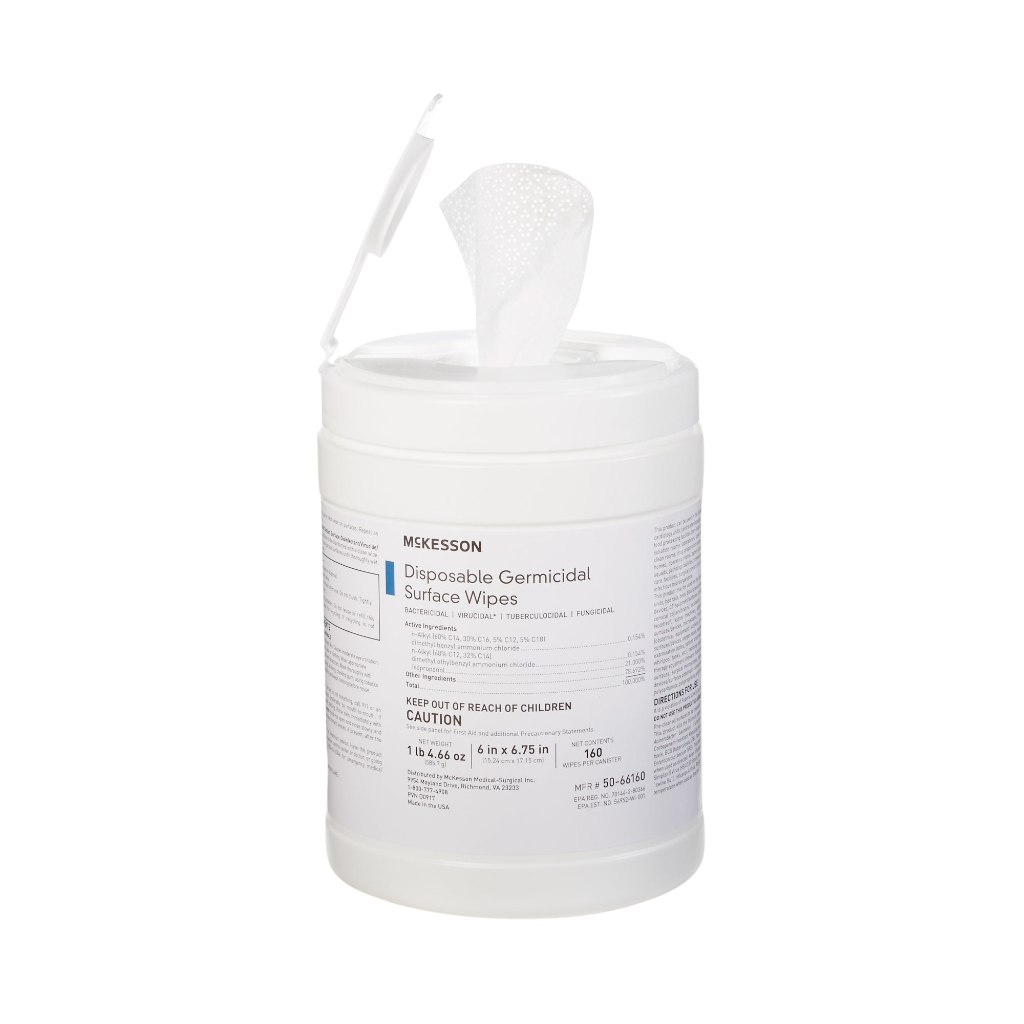 Surface Disinfectant Non Sterile Pull Wipes - Cs/160 (Mckesson)