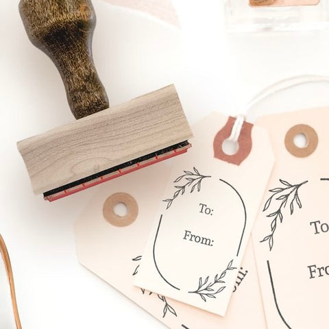 custom rubber stamp & gift tag