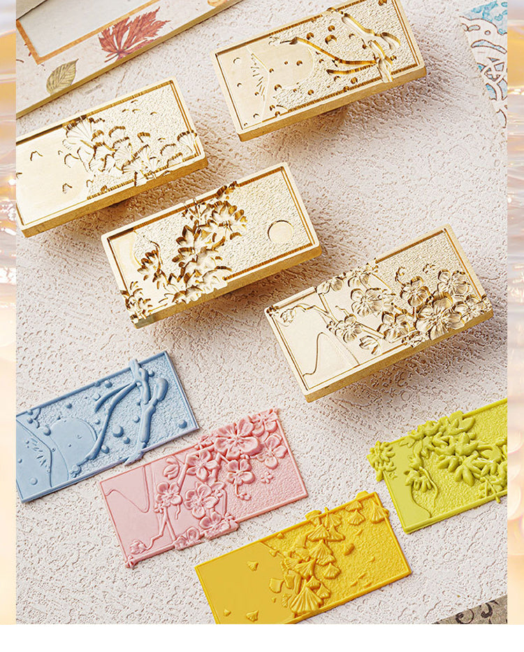 13D Relief Wax Seal Stamp Set - Flowers, Clocks, Bows
