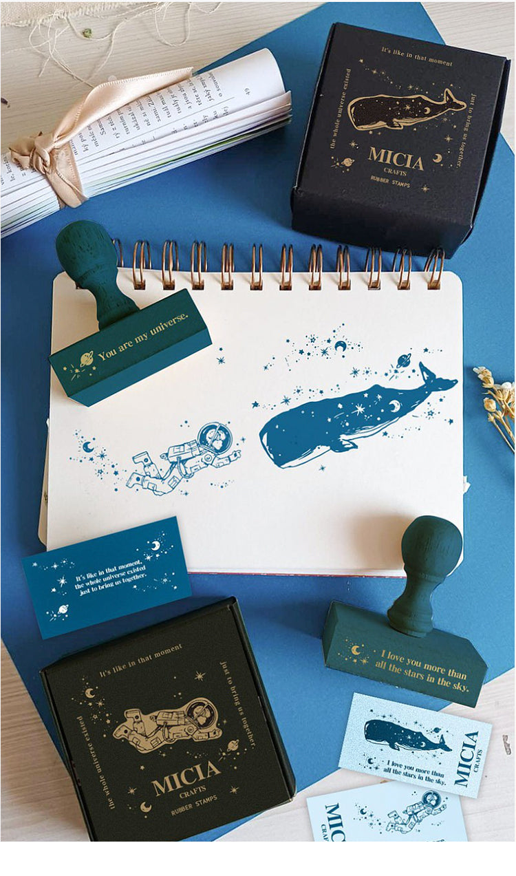 1Astronaut and Whale Rubber Stamps