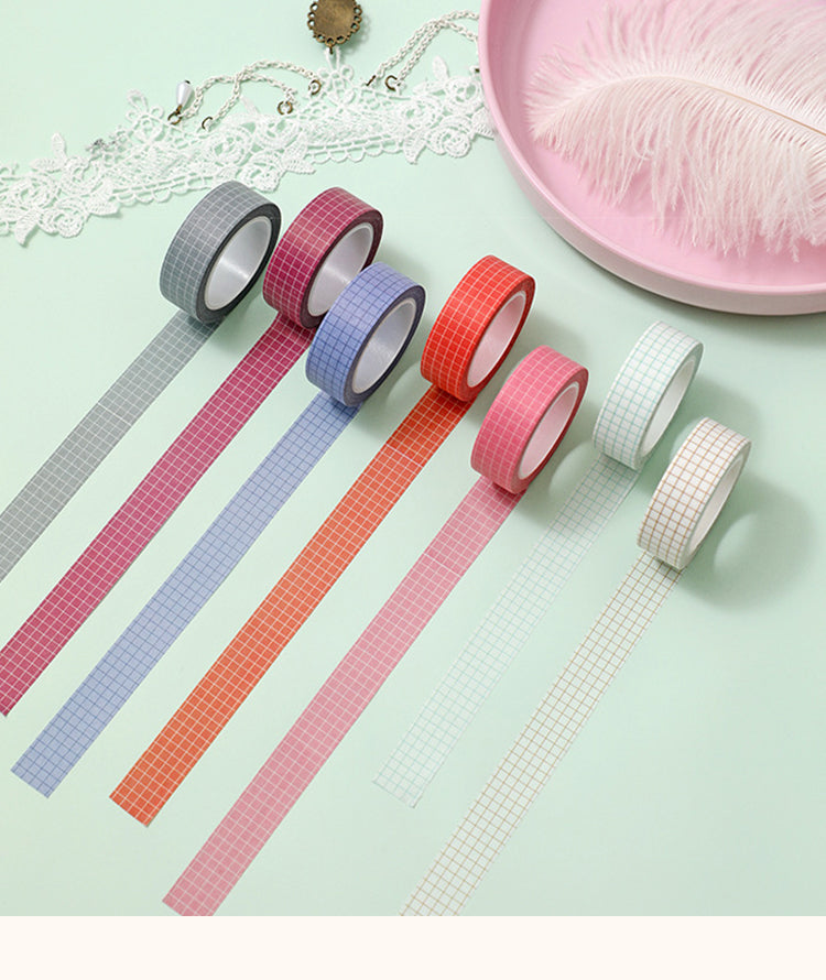 1Basic Solid Color Grid Washi Tape