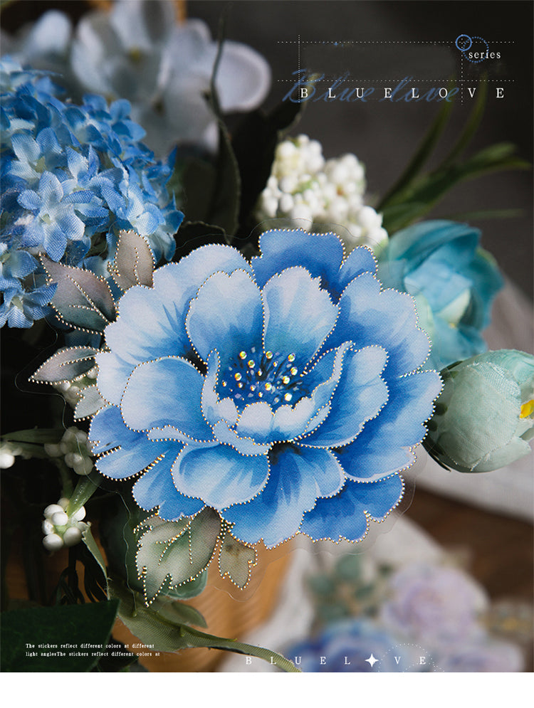 1Blue Flower and Plant Laser PET Sticker