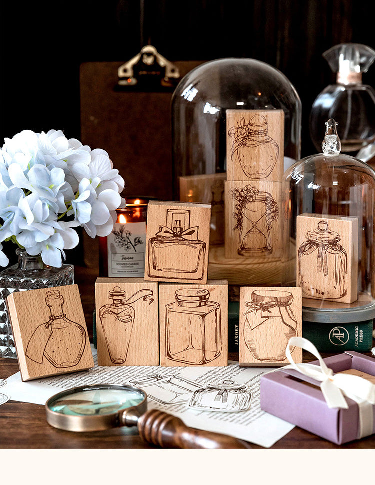 1Bottle's Light and Shadow Series Bottle Theme Wooden Rubber Stamp