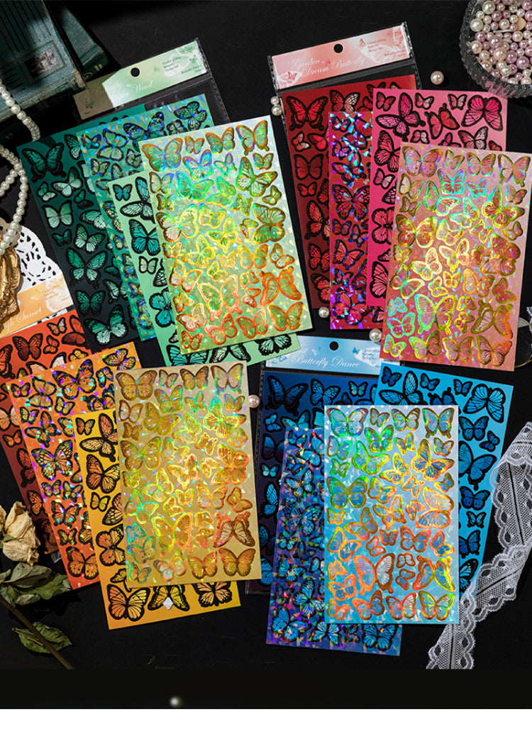1Butterfly Holographic Hot Stamping Coated Paper Sticker Sheets