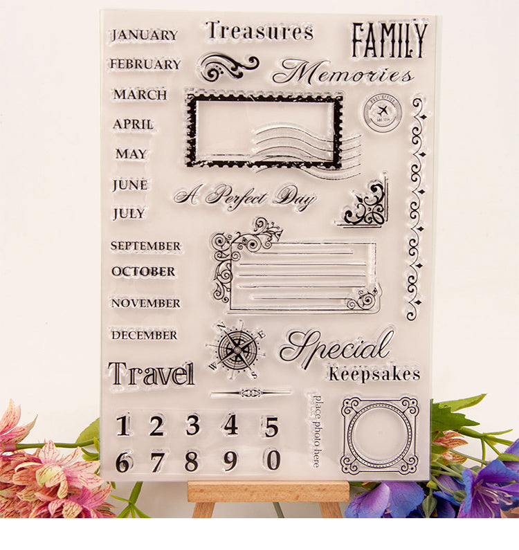 1Calendar Clear Silicone Stamp - Numbers, Months