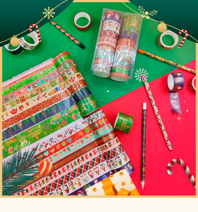 1Christmas Cartoon Washi Foil Tape Set (16 Rolls)