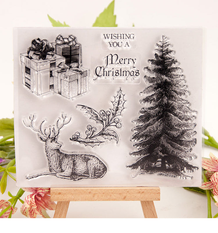 1Christmas Gifts, Trees, and Reindeer Silicone Stamps