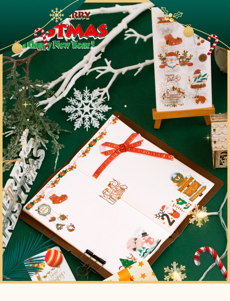 1Christmas Gold Foil Washi Sticker Sheets - Trees, Santa Claus