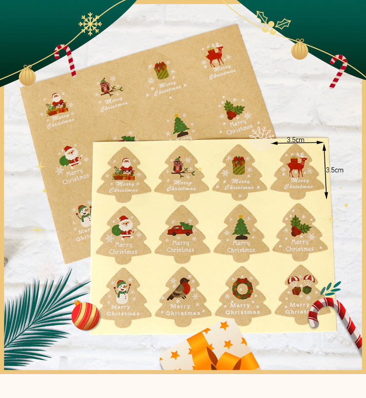 1Christmas Tree-Shaped Kraft Sticker