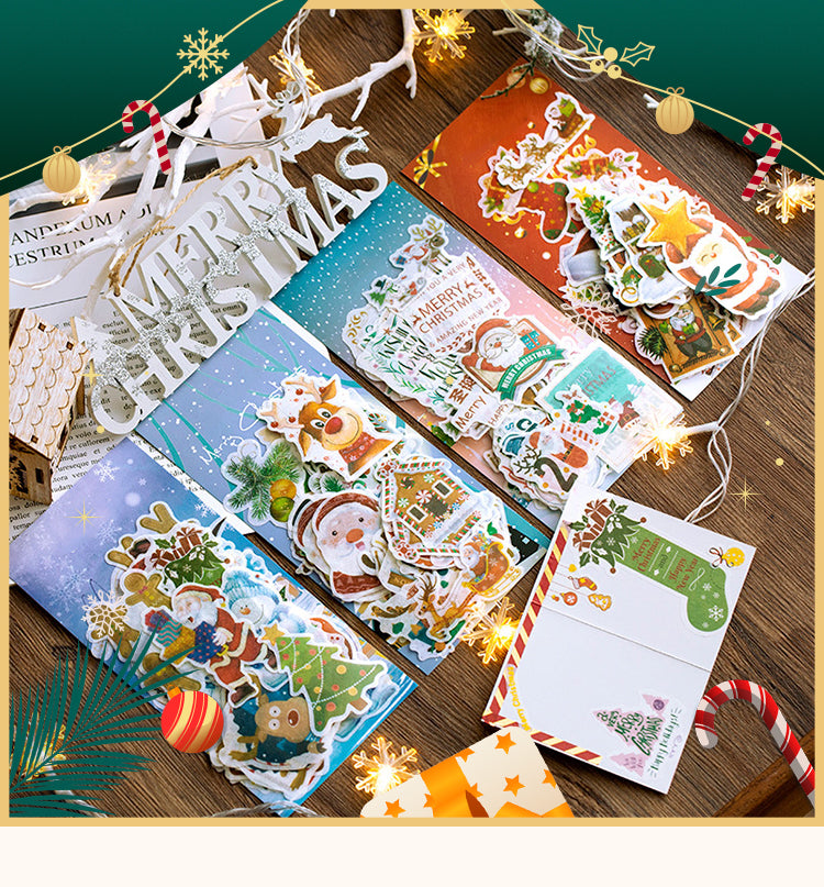 1Christmas Washi Stickers - Tree, Snowflake, Snowman, Reindeer, Santa Claus, Greetings