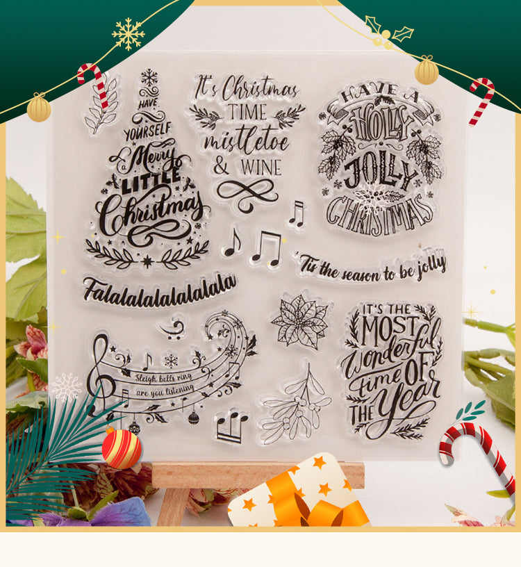 1Christmas Words and Text Clear Silicone Rubber Stamps