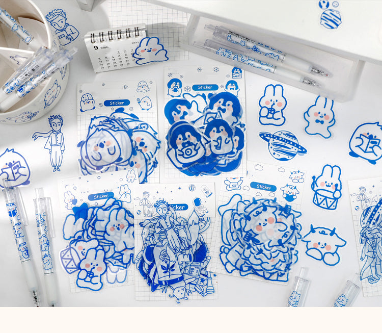 1Cute Cartoon Blue Animal PET Sticker