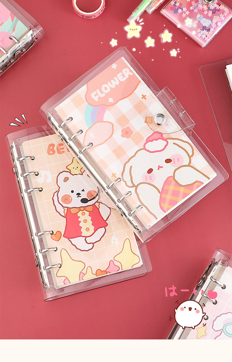 1Cute Cartoon Transparent Cover Loose-Leaf Journal Notebook