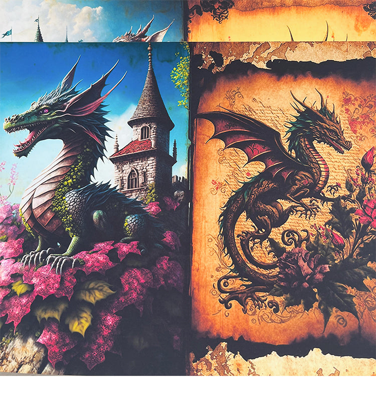 1Dragon and Castle Background Scrapbook Paper