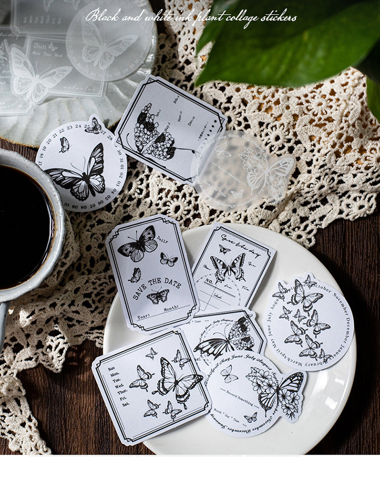 1Dual-material Plant Stickers - Fern, Mushroom, Butterfly, Hydrangea, Hibiscus, Peony, Daisy, Poppy