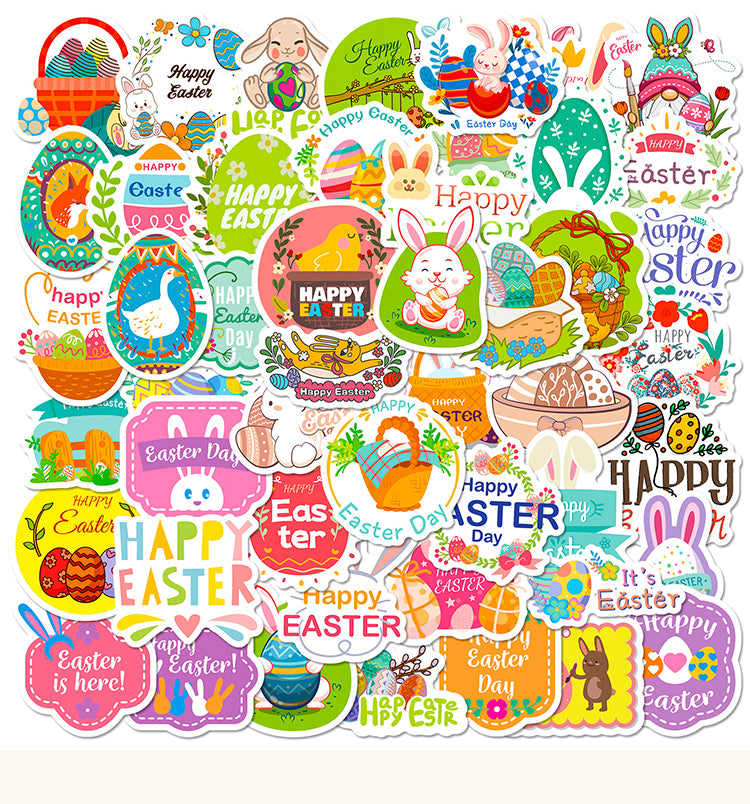 1Easter Bunny, Eggs, and Text Vinyl Stickers
