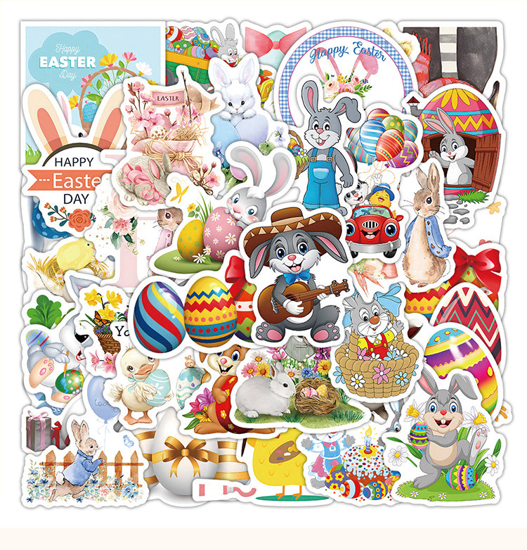 1Easter Cartoon Bunny and Egg Vinyl Stickers