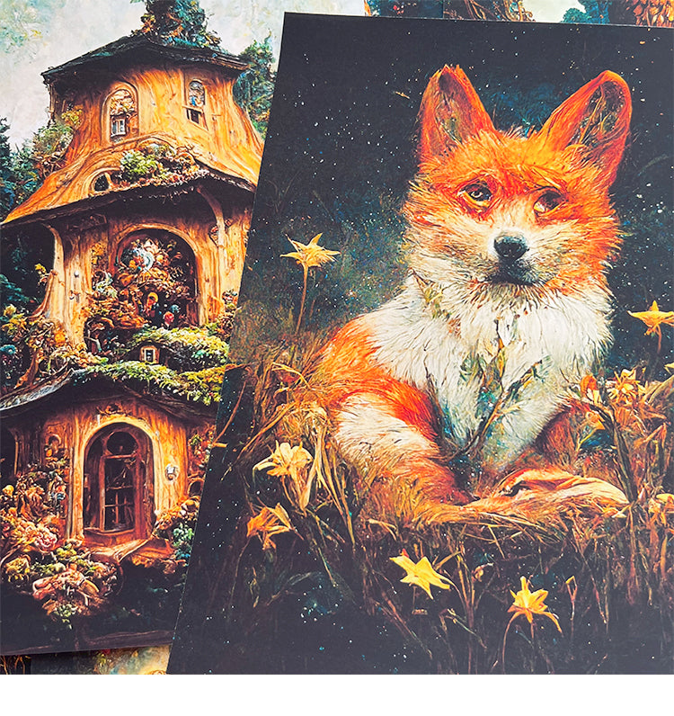 1Fantasy Forest Fox Background Scrapbook Paper