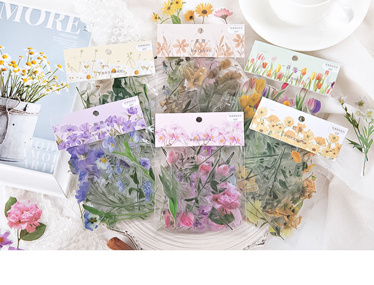 1Flower Themed Transparent PET Decorative Stickers