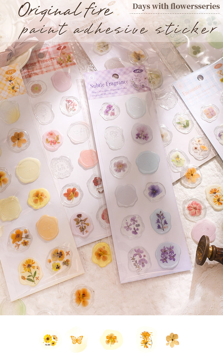 1Flower and Plant Wax Seal Dripping Glue Stickers