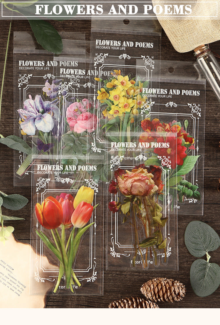 1Flower and Poetry Series PET Plant Stickers