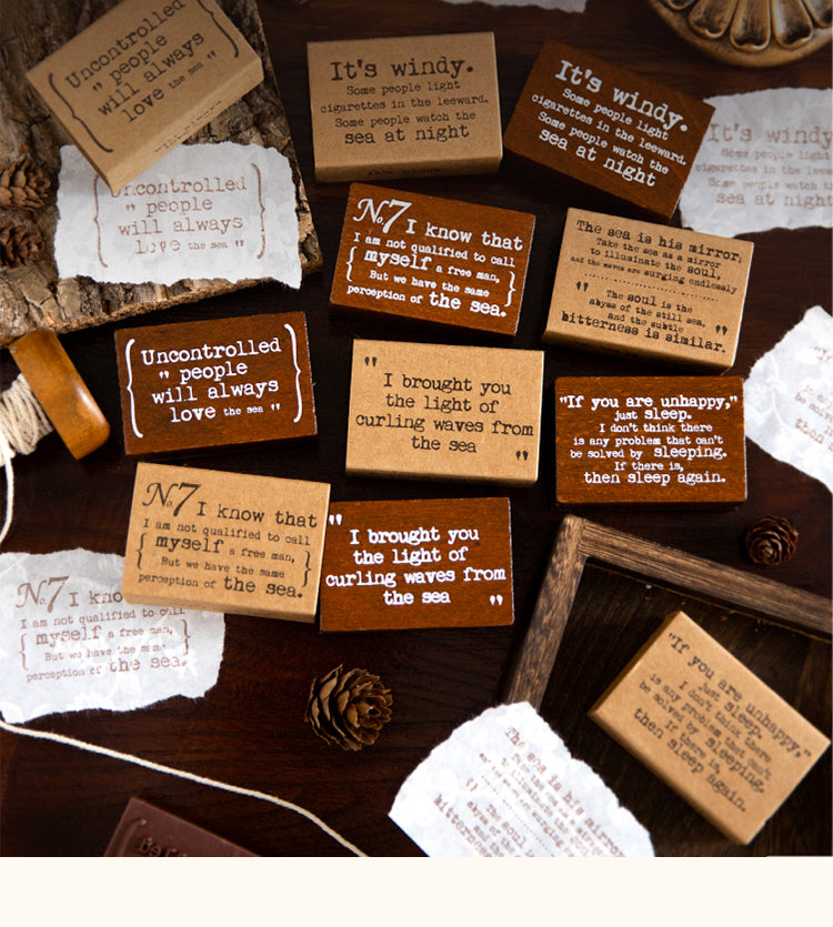1Fragment of Narrative Series English Sentence Wooden Rubber Stamp