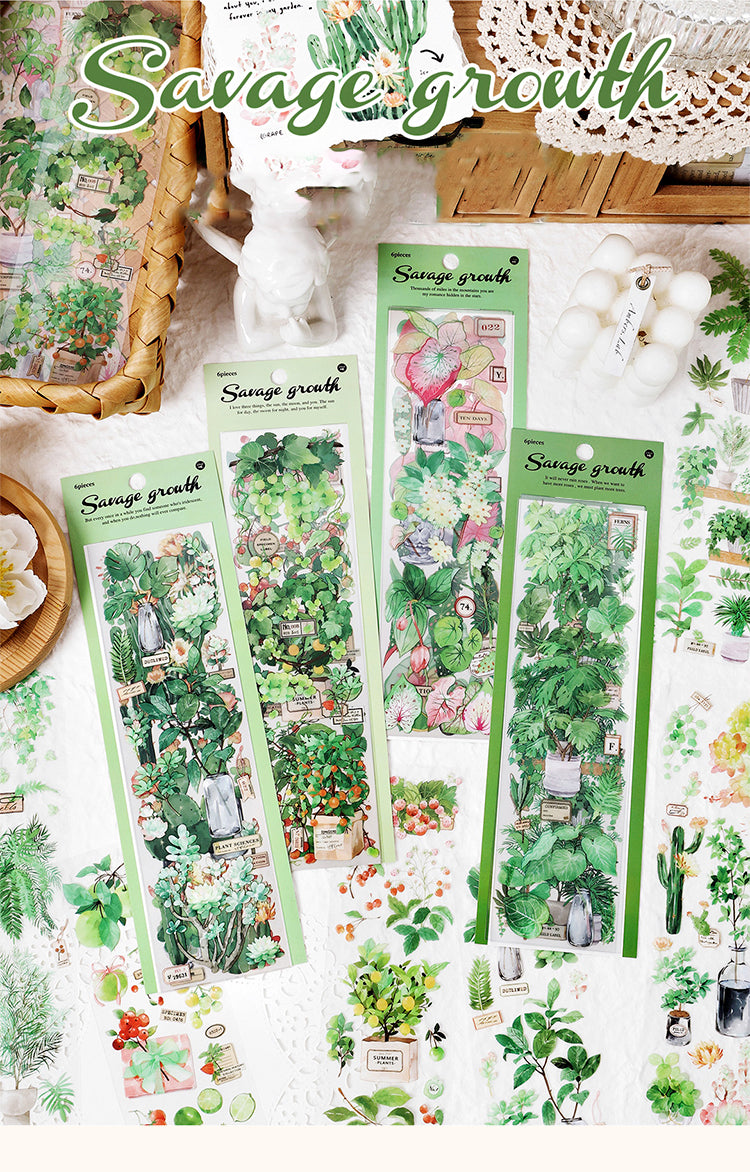 1Fresh Greenery PET Stickers - Fruit, Leaf, Cactus, Plant