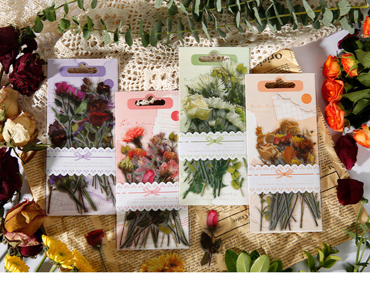 1Gentle Bliss Series Retro Plant Flower Stickers