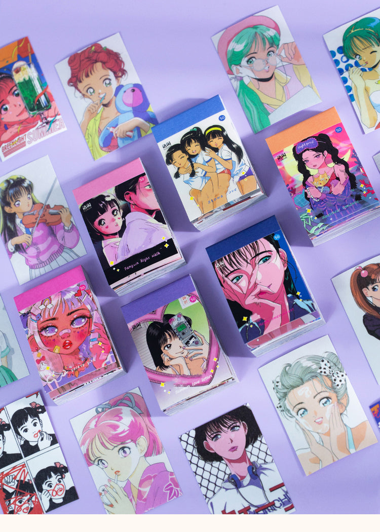 1Girl Japanese Anime People Style Washi Sticker Book