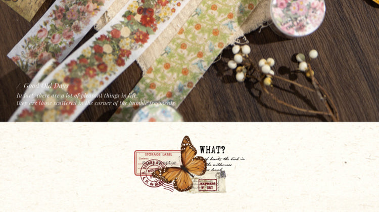 1Good Old Days Series Retro Plant Butterfly Washi Tape2