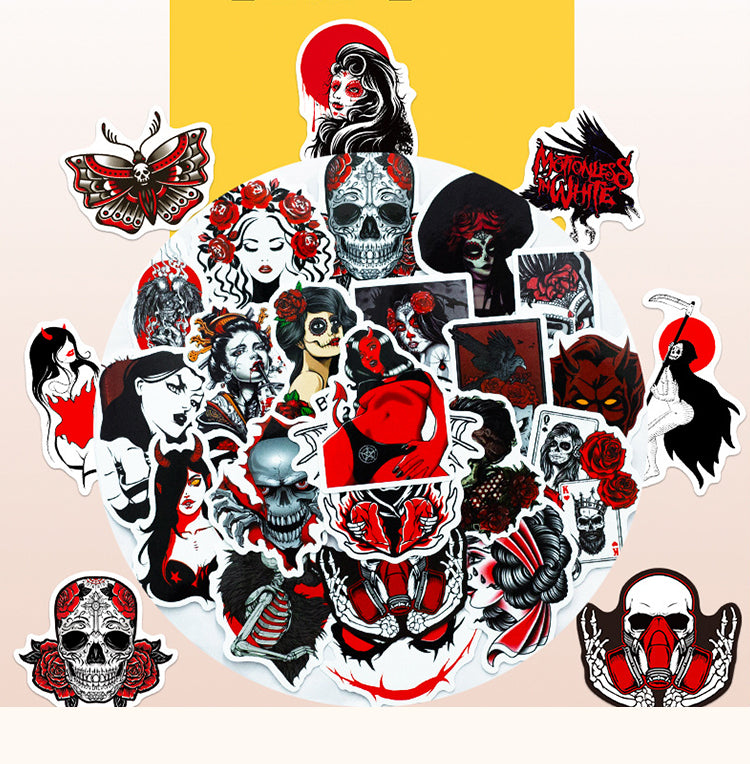 1Gothic Style Demon Dark Red Punk Stickers