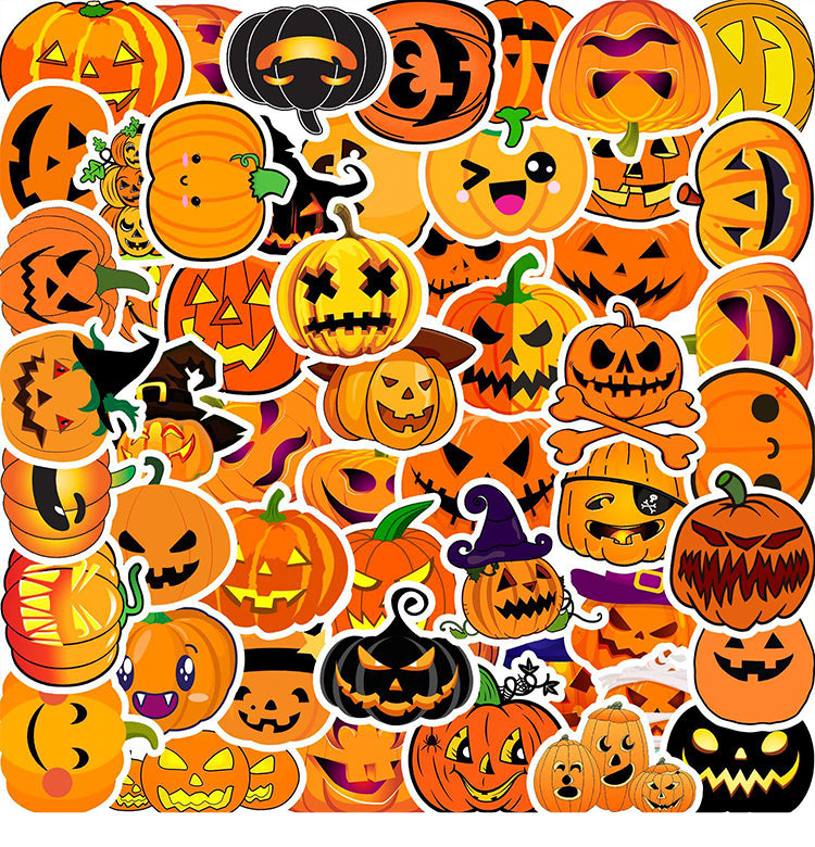 1Halloween Pumpkin PVC Decorative Sticker 50 PCS