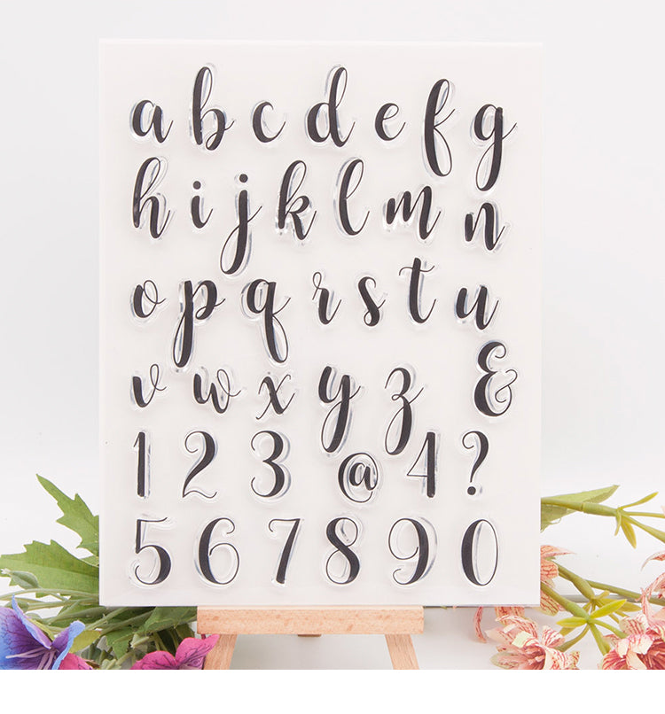 1Handwritten Alphabet and Number Transparent Stamps