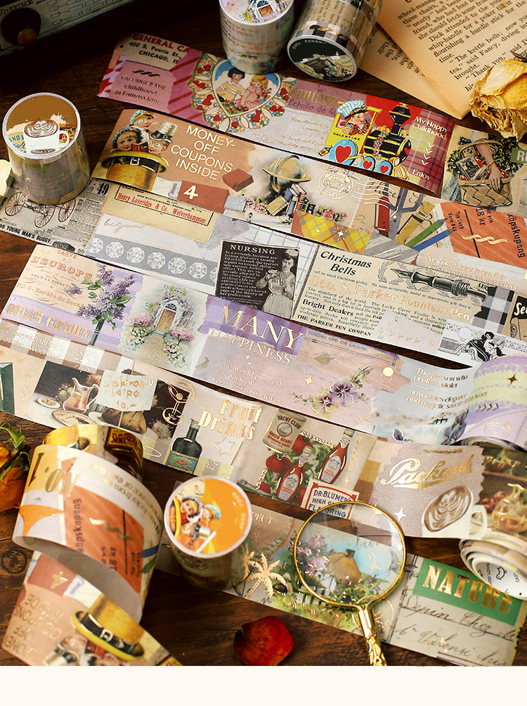 1Hot Stamping Washi Tape - Poster Newspaper Fairy Tale Drink