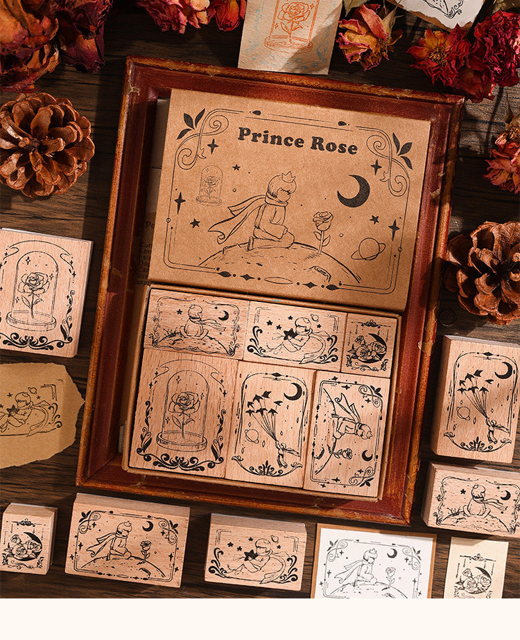 1Little Prince Theme Vintage Rose Wood Rubber Stamp Set