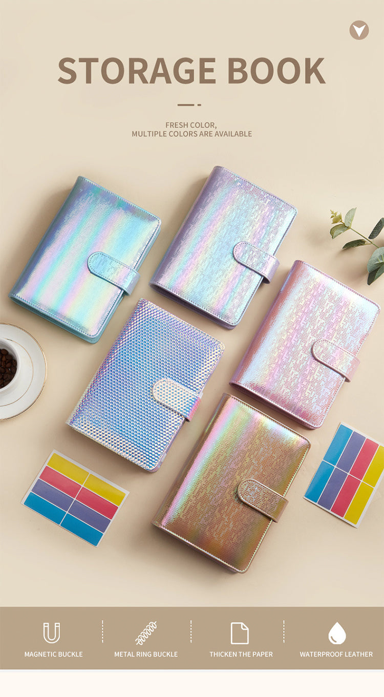 1Macaron Holographic PU Leather Loose Leaf Planner Notebook