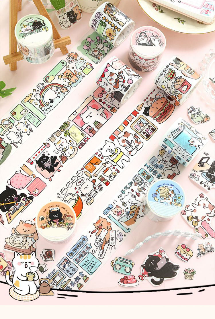 1Mew Mew's Life Cartoon Cat Washi Tape