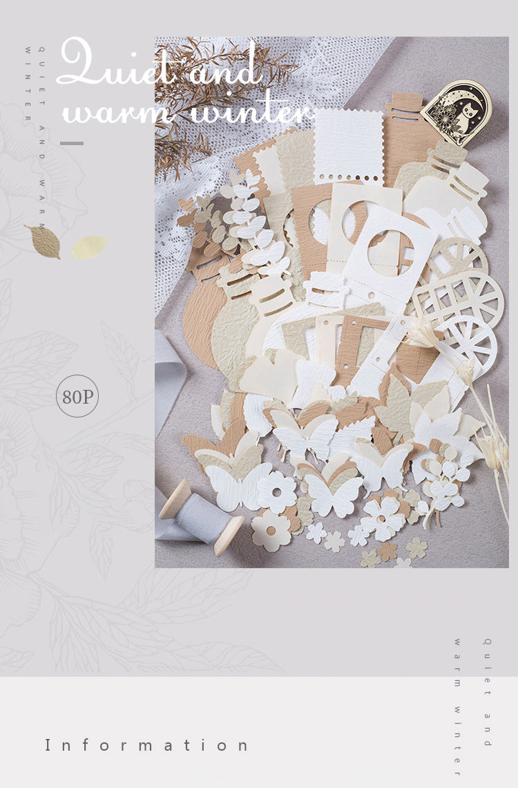 1Minimalist Handmade Scrapbok Paper - Butterfly, Bottle, Leaf, Window, Tag, Stamp