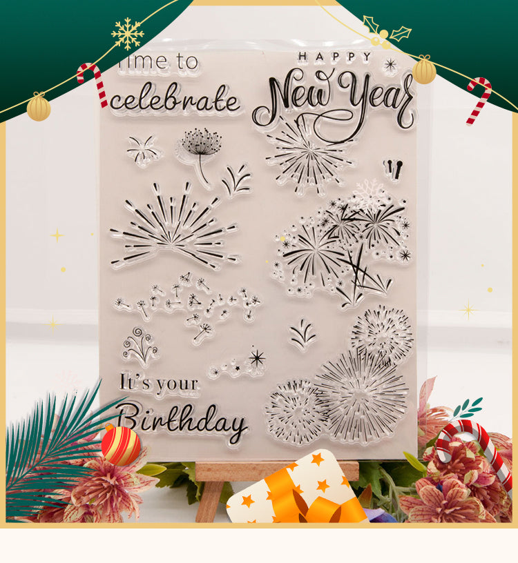 1New Year Fireworks Clear Silicone Stamp