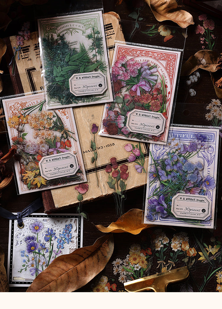 1Romance Till Death Series Vintage Botanical Sticker Pack