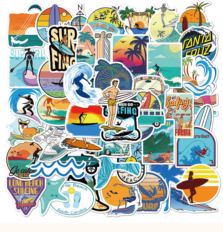 1Summer Beach Surfing Sports Vinyl Stickers