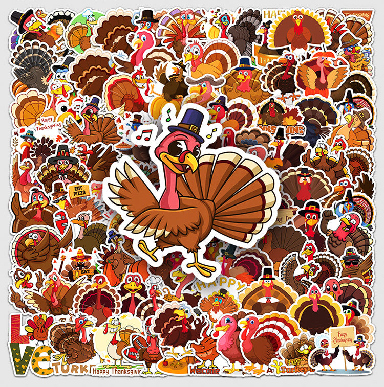 1Thanksgiving Turkey PVC Sticker 100PCS