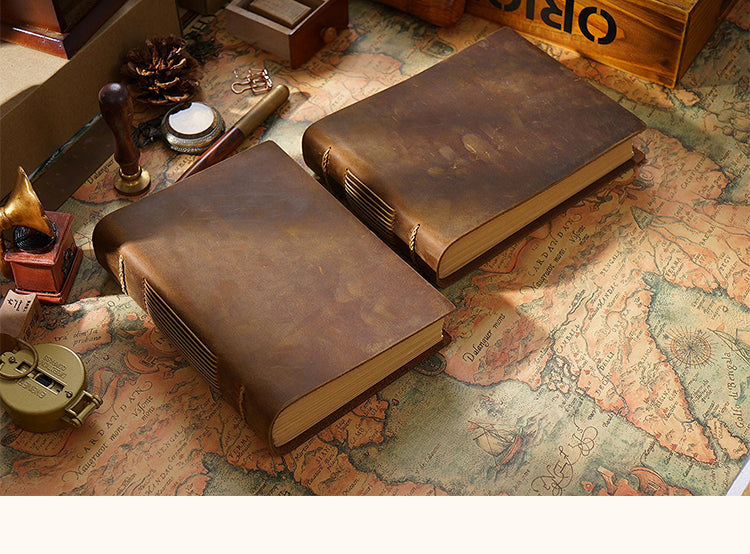 1Thick Simple Hard Leather Notebook