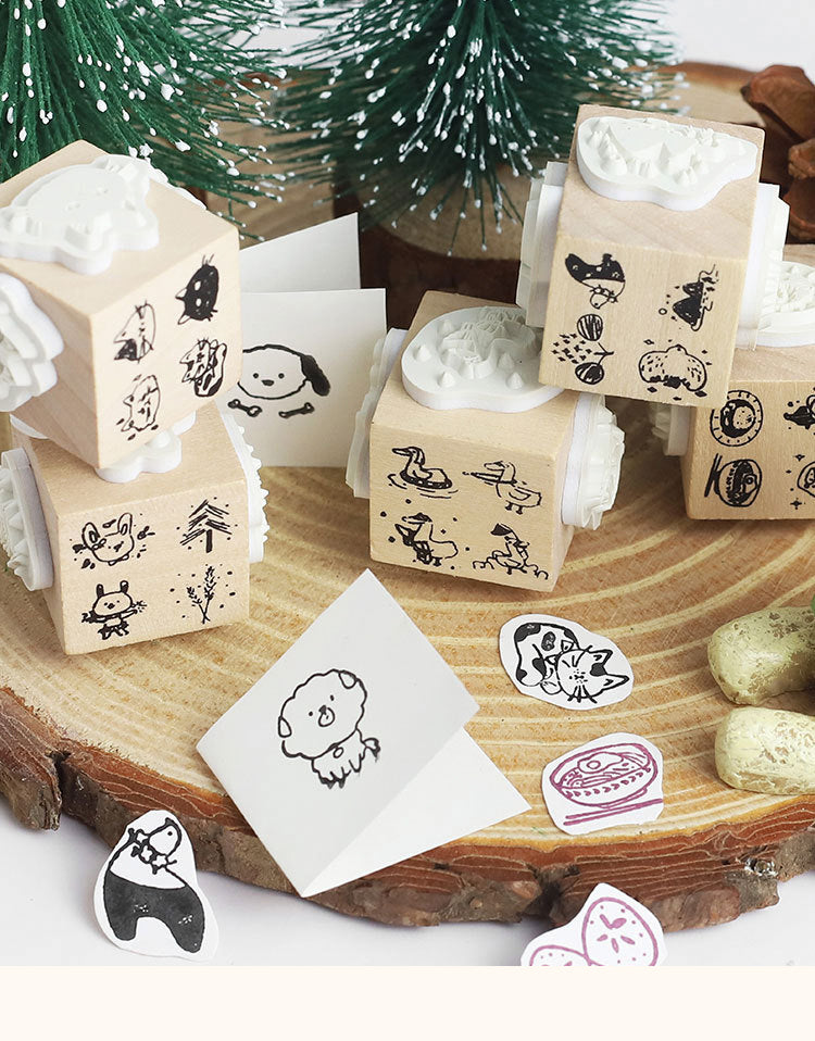 1Together in the Garden Series Cute Animal Wood Rubber Stamp