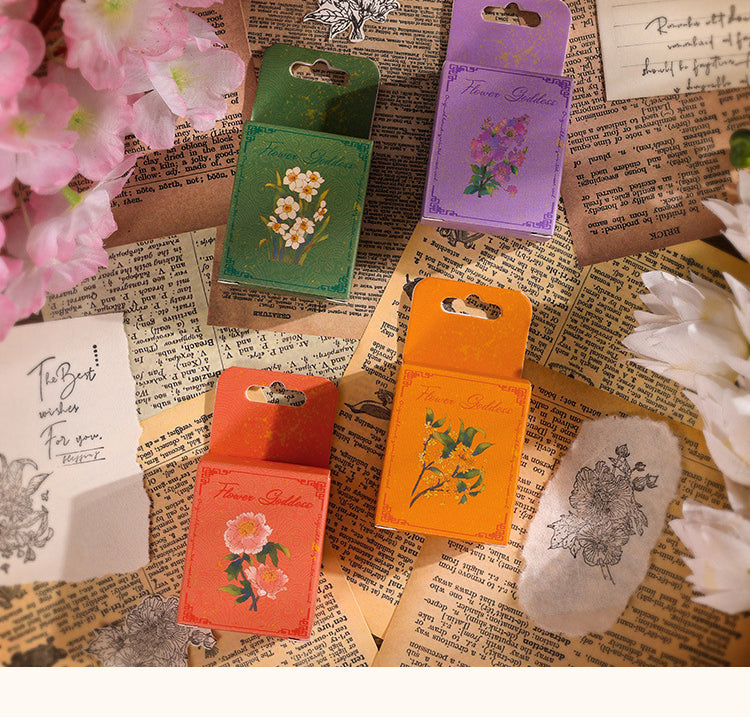 1Twelve Flower Gods Series Vintage Flower Wooden Rubber Stamp