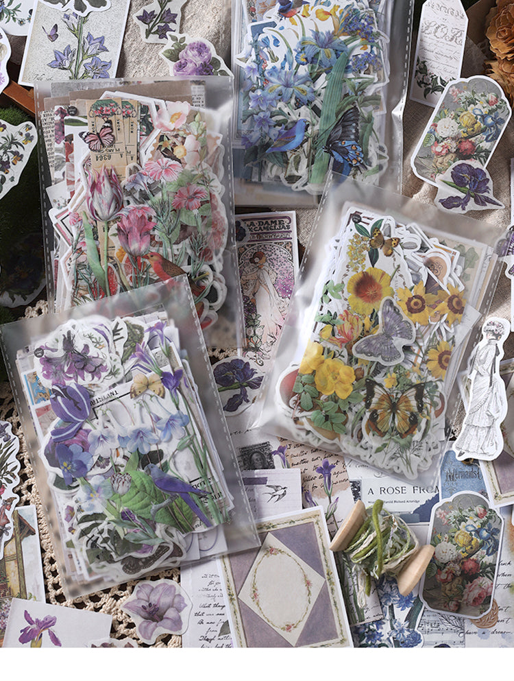 1Vintage Botanical Floral Sticker Paper Collection