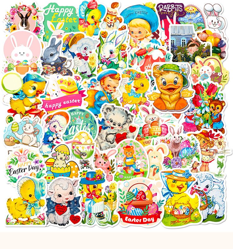 1Vintage Cartoon Animals and Egg Vinyl Stickers