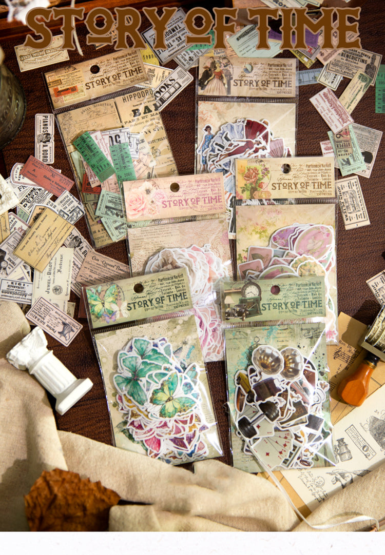 1Vintage Washi Sticker - Tag, Flower, Lady, Bill, Furniture, Butterfly